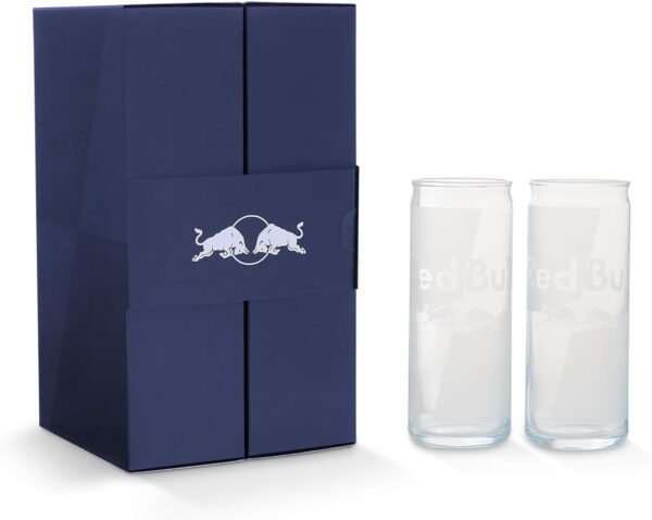 Original Red Bull Gl?ser "Logo" transparent - 2er Set, 1:1 Ma? zur Standarddose